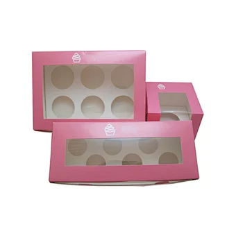 Pink mini cake packaging cupcake boxes with custom logo