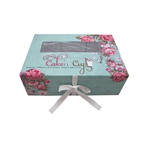 Noble blue cake flower cupcake box wholesale