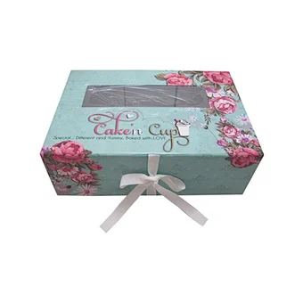Noble blue cake flower cupcake box wholesale