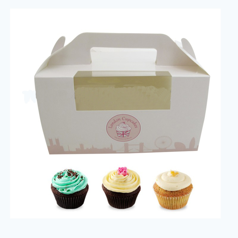 2022 custom clear window 2 cupcake box with handle for sale wholesale