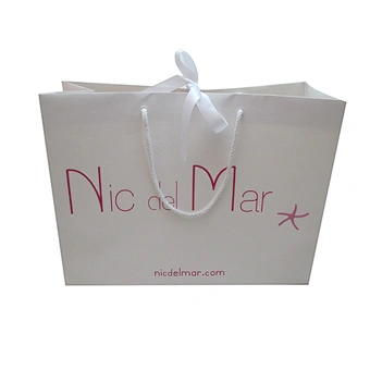 Paper gift bags with ribbon handles
