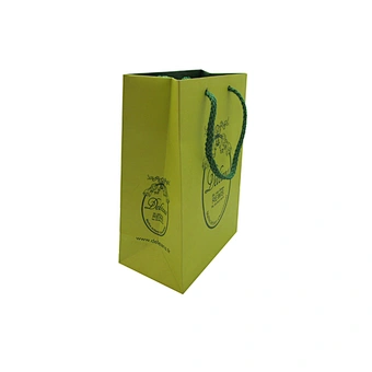Custom green paper bag with logo printed