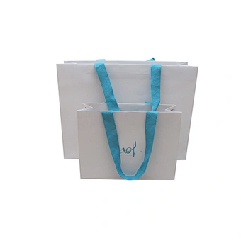 Luxury jewelery paper bags with blue ribbon rope