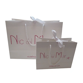 Paper gift bags with ribbon handles