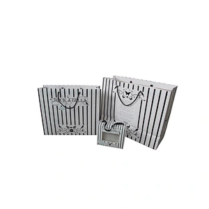 Black white stripe logo custom gift paper bags