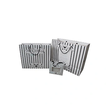 Black white stripe logo custom gift paper bags