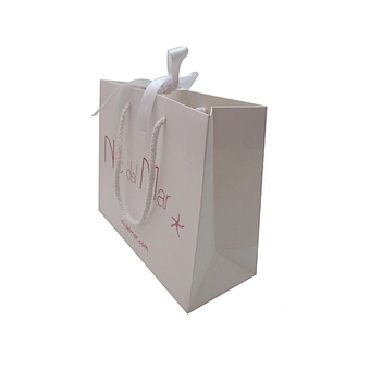 Paper gift bags with ribbon handles