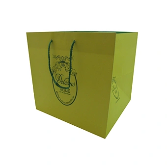 Custom green paper bag with logo printed