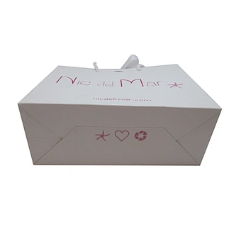 Paper gift bags with ribbon handles