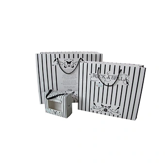 Black white stripe logo custom gift paper bags