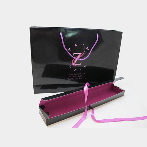 Hair extensions packaging bag and box