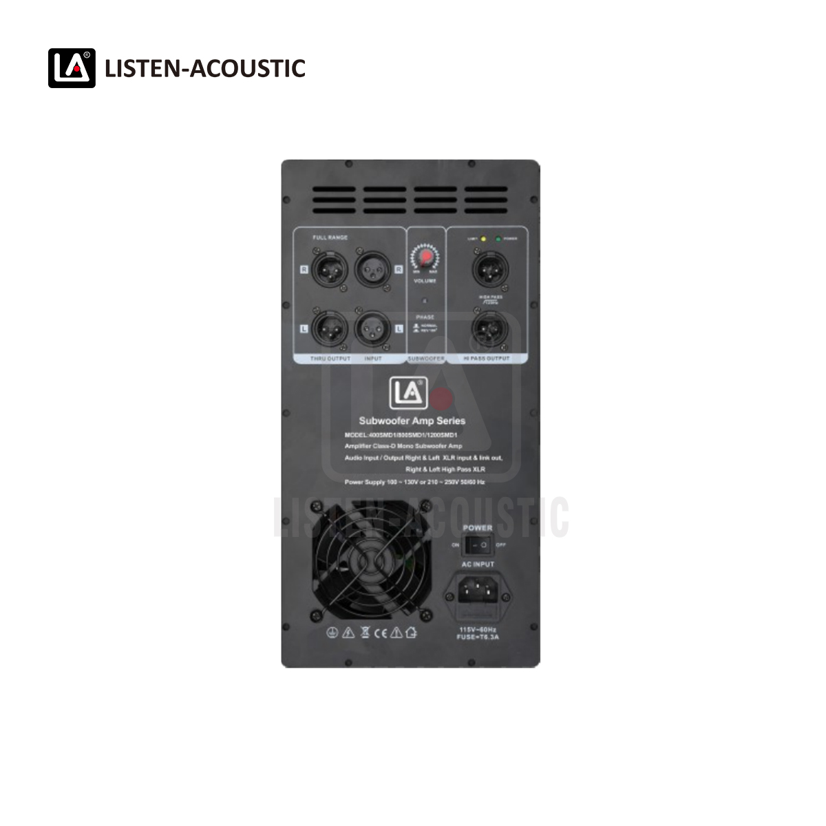 Class-D Mono Subwoofer Amp RMS 1200W with DSP Preset Modes1200SM-DSP1