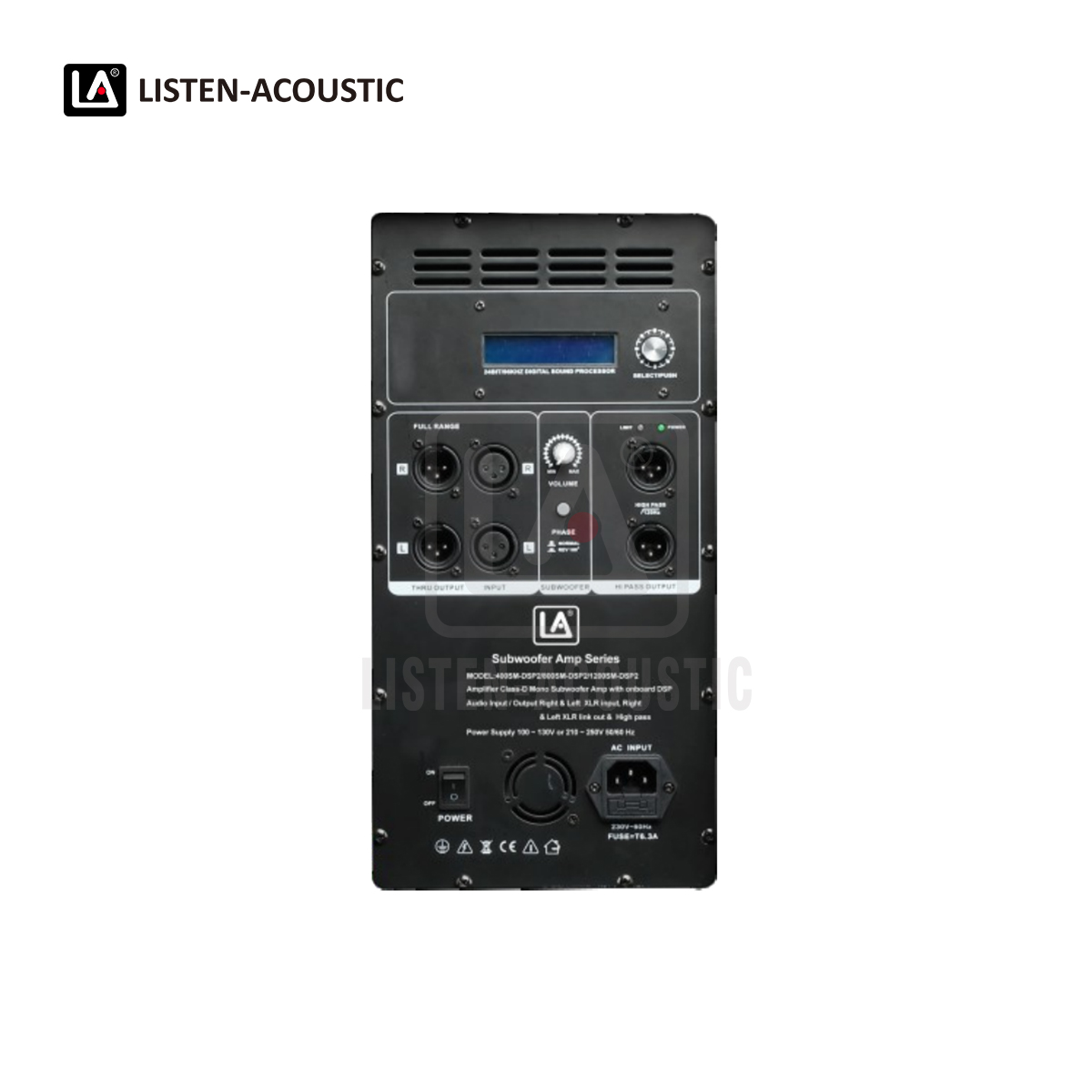 Class-D Mono Subwoofer Amp RMS 1200W with onboard DSP  1200SM-DSP2