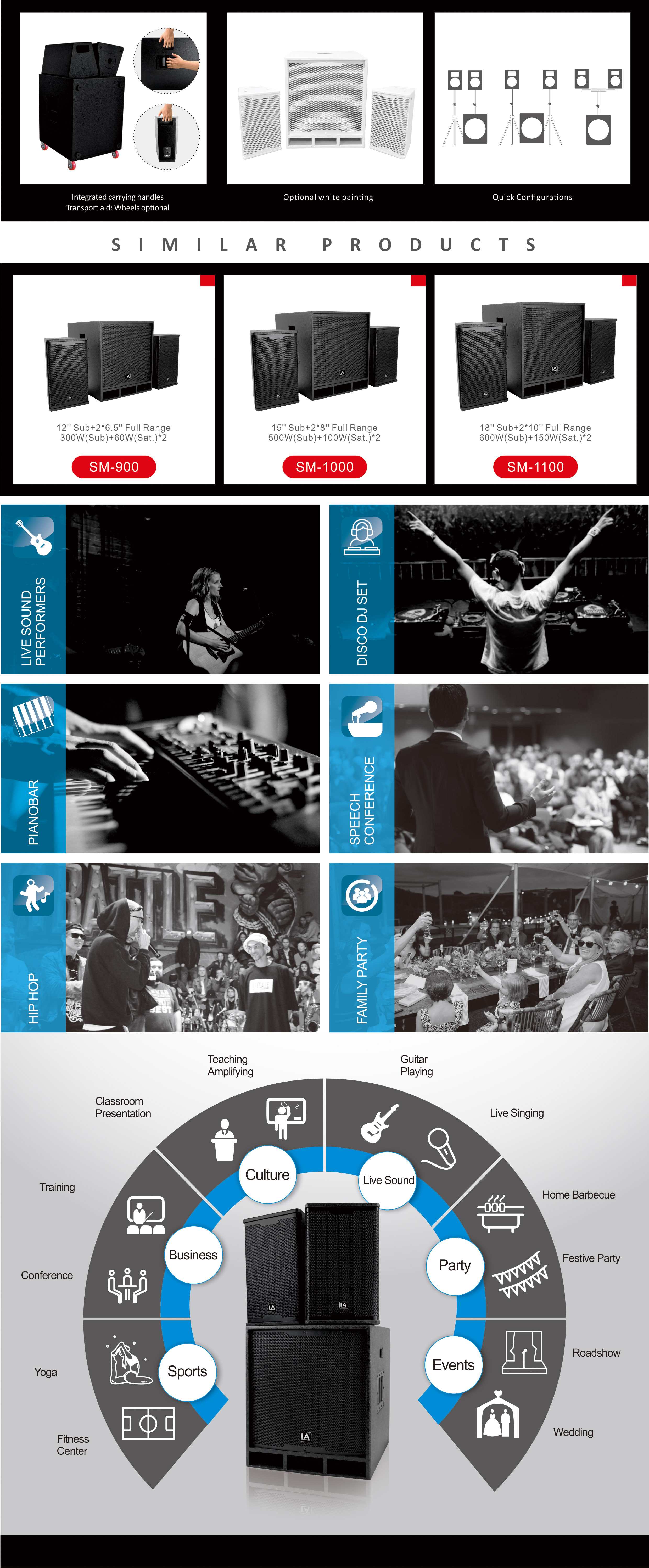 speaker, outdoor speakers, Dj equipment SM-1000 Series, pa system, Combination Systems SM Series