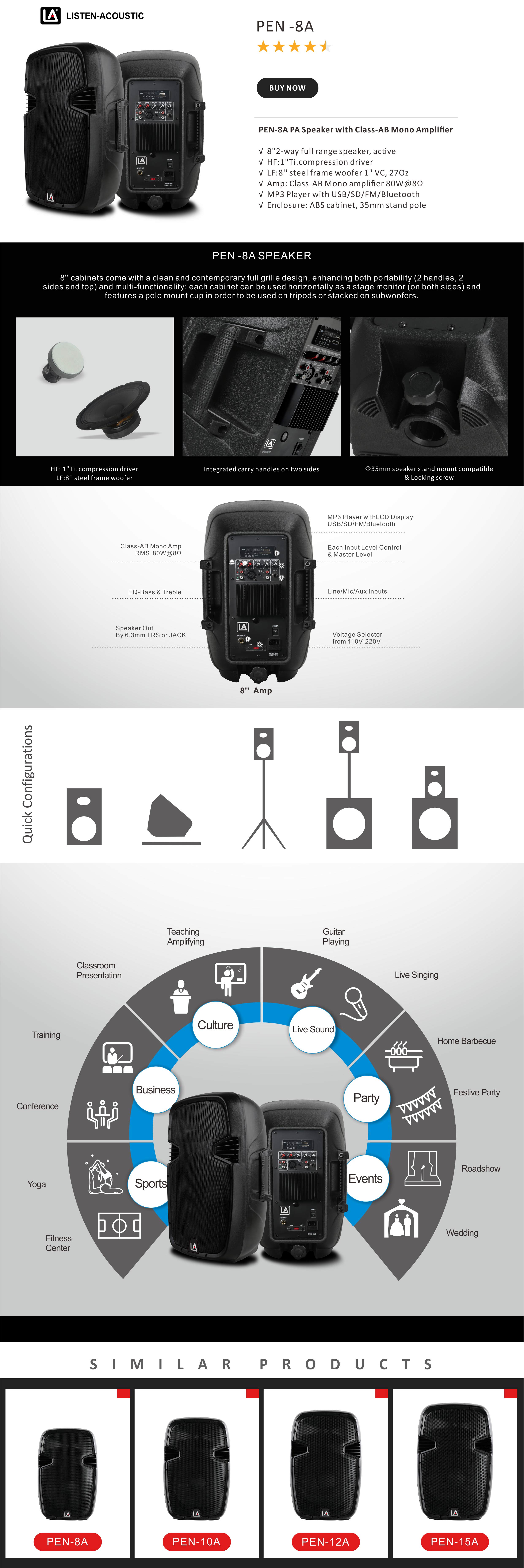 portable bluetooth speaker, Bluetooth speaker, portable bluetooth speakers, active pa speaker, ABS Molded PA Speakers