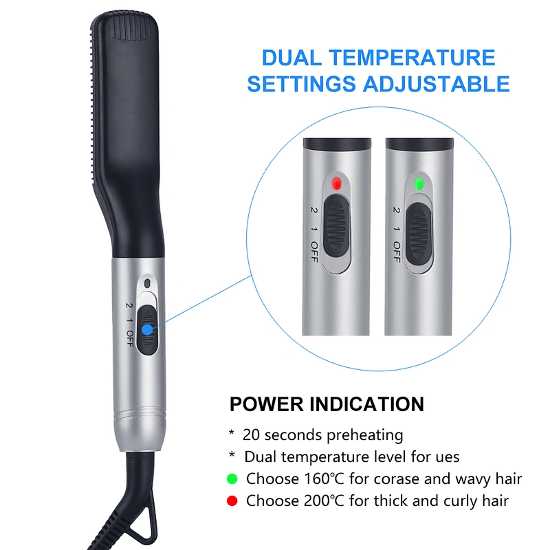 Edunicysh Beard Straightener Brush - Multifunctional Hair Styler Electric Hot Comb, Professional Quick Heat Styling Straightening Brush Portable Heat Beard Straightener and Hair Straightener Brush