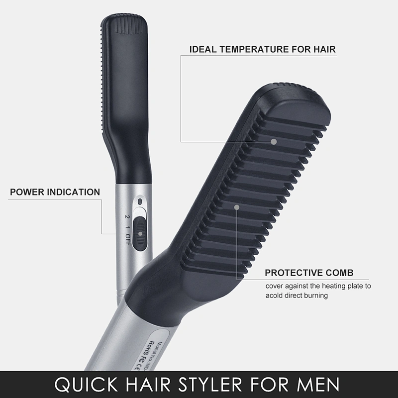Edunicysh Beard Straightener Brush - Multifunctional Hair Styler Electric Hot Comb, Professional Quick Heat Styling Straightening Brush Portable Heat Beard Straightener and Hair Straightener Brush