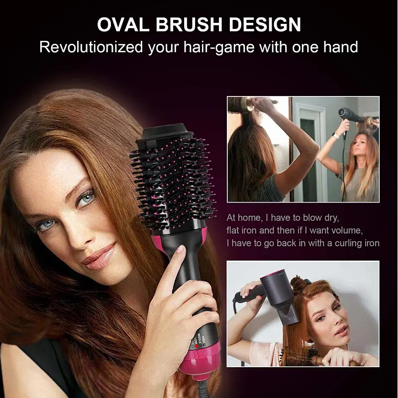 Edunicysh Hair Dryer Brush, Hot Air Brush, One Step Hair Dryer & Volumizer, Styler for Straightening, Curling, Salon Negative Ion Ceramic Electric Blow Dryer Straightener Curl Brush