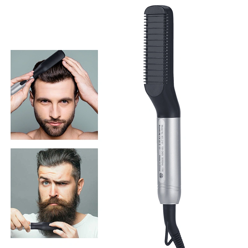 Edunicysh Beard Straightener Brush - Multifunctional Hair Styler Electric Hot Comb, Professional Quick Heat Styling Straightening Brush Portable Heat Beard Straightener and Hair Straightener Brush