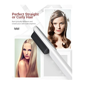 Edunicysh Hair Straightener Brush Rifny Heated Hair Straightening Comb with Anti Scald Auto Temperature Lock
