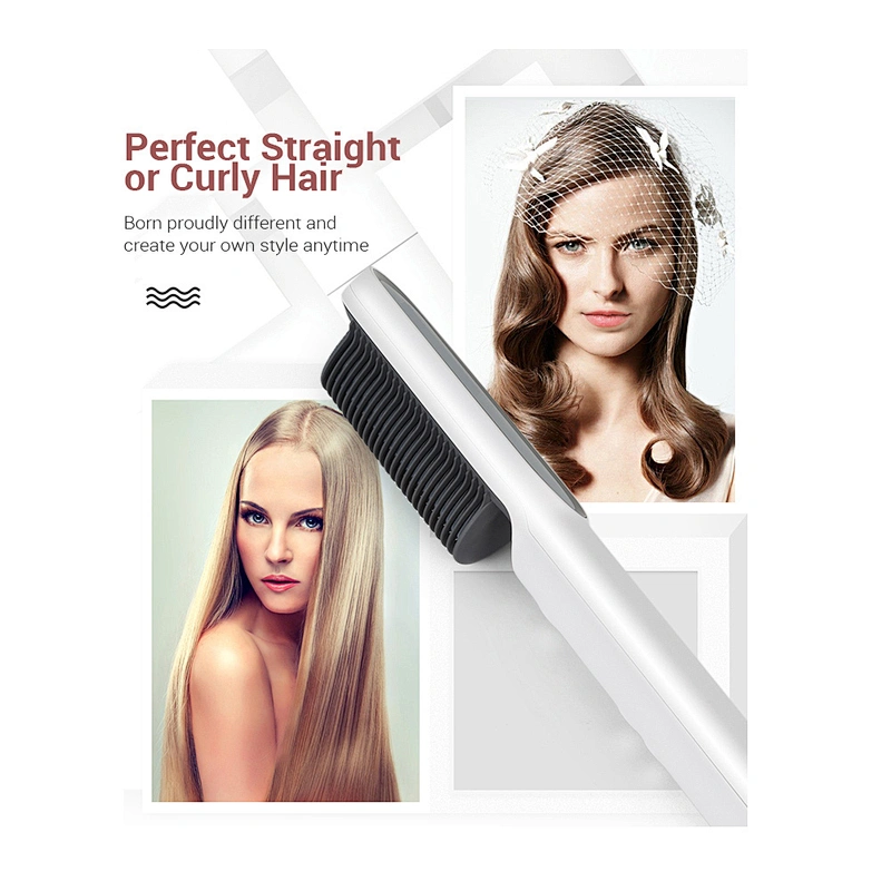Edunicysh Hair Straightener Brush Rifny Heated Hair Straightening Comb with Anti Scald Auto Temperature Lock
