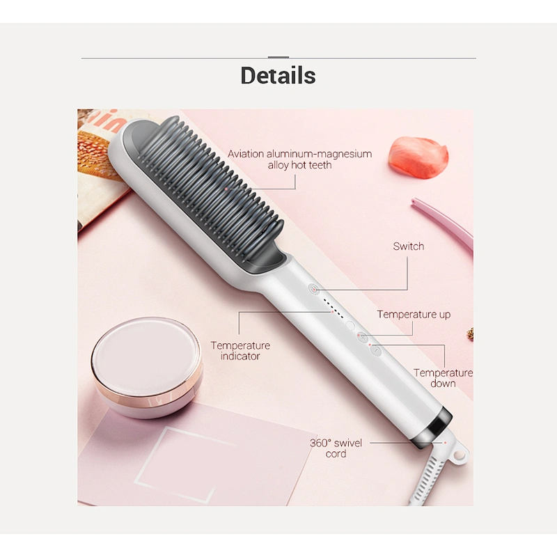 Edunicysh Hair Straightener Brush Rifny Heated Hair Straightening Comb with Anti Scald Auto Temperature Lock