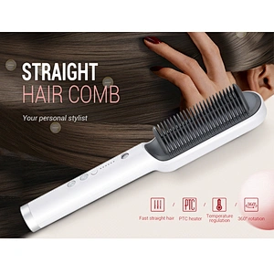 Edunicysh Hair Straightener Brush Rifny Heated Hair Straightening Comb with Anti Scald Auto Temperature Lock