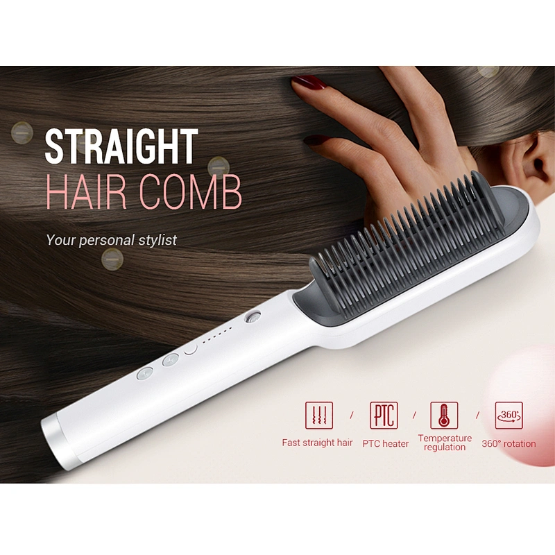 Edunicysh Hair Straightener Brush Rifny Heated Hair Straightening Comb with Anti Scald Auto Temperature Lock