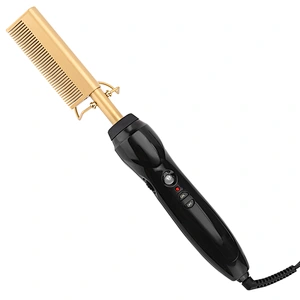 Edunicysh Electric Hot Comb Hair Straightening Heat Pressing Comb Ceramic Curling Flat Iron Curlers Designed Hair Hot Comb Straightener,Portable Travel Anti-Scald Beard Straightener Press Comb