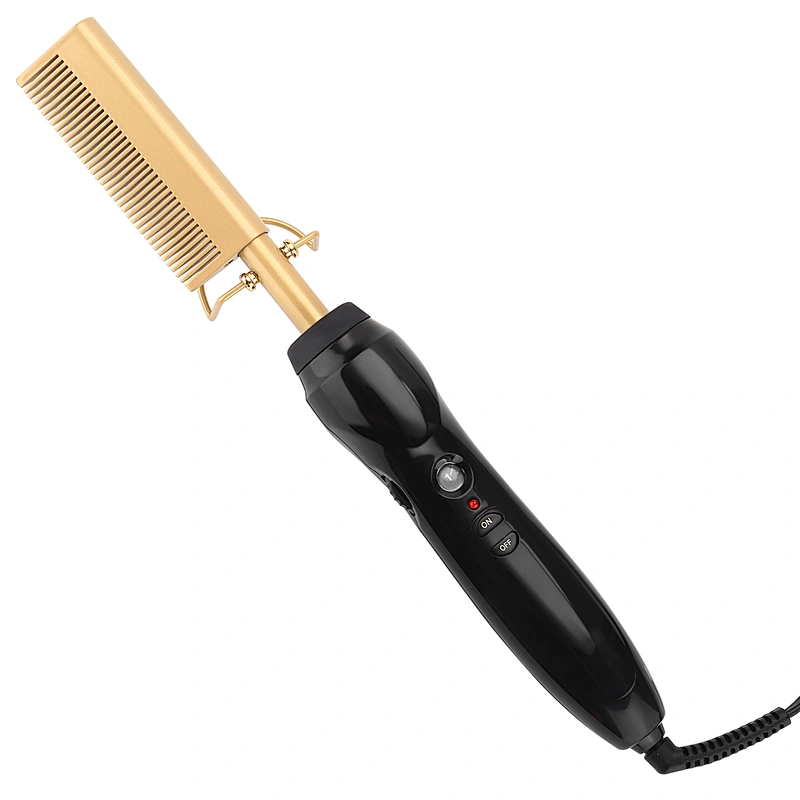 Edunicysh Electric Hot Comb Hair Straightening Heat Pressing Comb Ceramic Curling Flat Iron Curlers Designed Hair Hot Comb Straightener,Portable Travel Anti-Scald Beard Straightener Press Comb