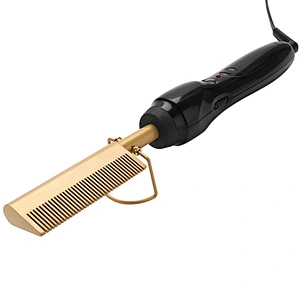 Edunicysh Electric Hot Comb Hair Straightening Heat Pressing Comb Ceramic Curling Flat Iron Curlers Designed Hair Hot Comb Straightener,Portable Travel Anti-Scald Beard Straightener Press Comb