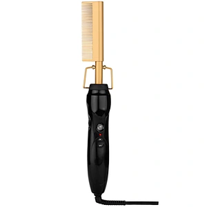 Edunicysh Electric Hot Comb Hair Straightening Heat Pressing Comb Ceramic Curling Flat Iron Curlers Designed Hair Hot Comb Straightener,Portable Travel Anti-Scald Beard Straightener Press Comb