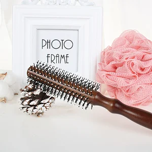 Erokicysh Professional Salon Hair Styling Brush Wood Handle Round Curly Hair Brush