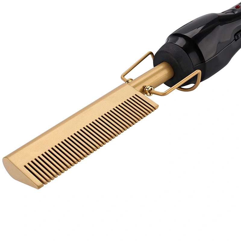 Edunicysh Electric Hot Comb Hair Straightening Heat Pressing Comb Ceramic Curling Flat Iron Curlers Designed Hair Hot Comb Straightener,Portable Travel Anti-Scald Beard Straightener Press Comb