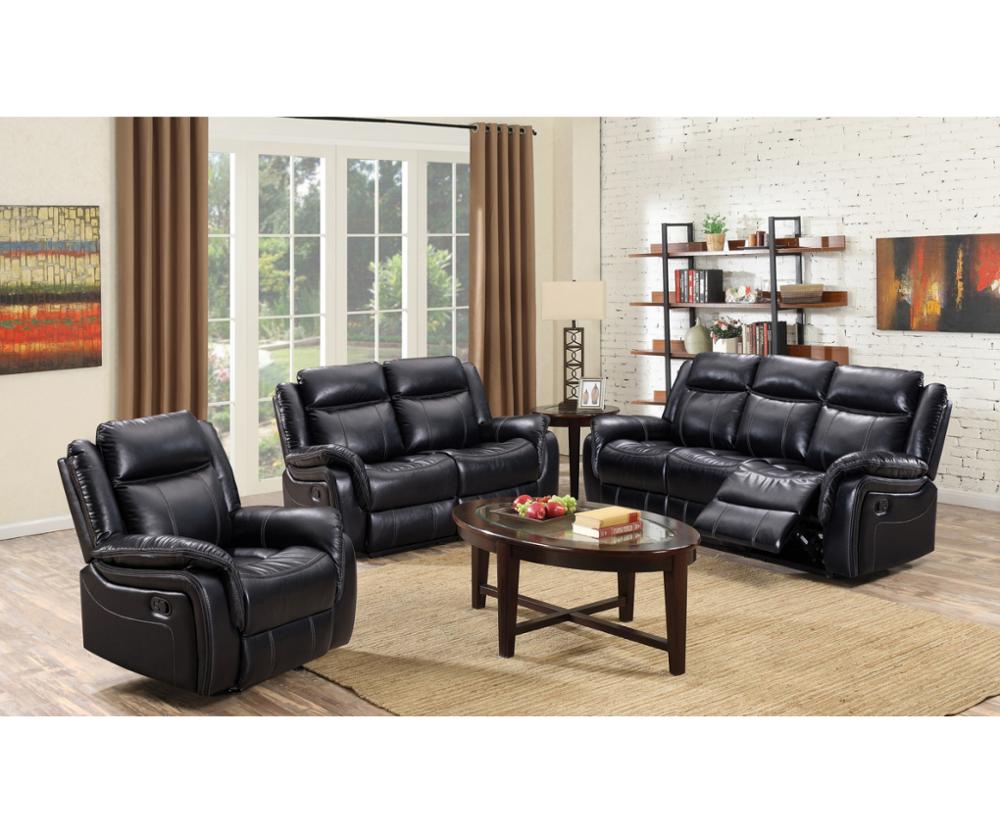 Brown high quality leather beautiful simple and comfortable sponge cushion six seat living room 3+2+1 recliner sofa set