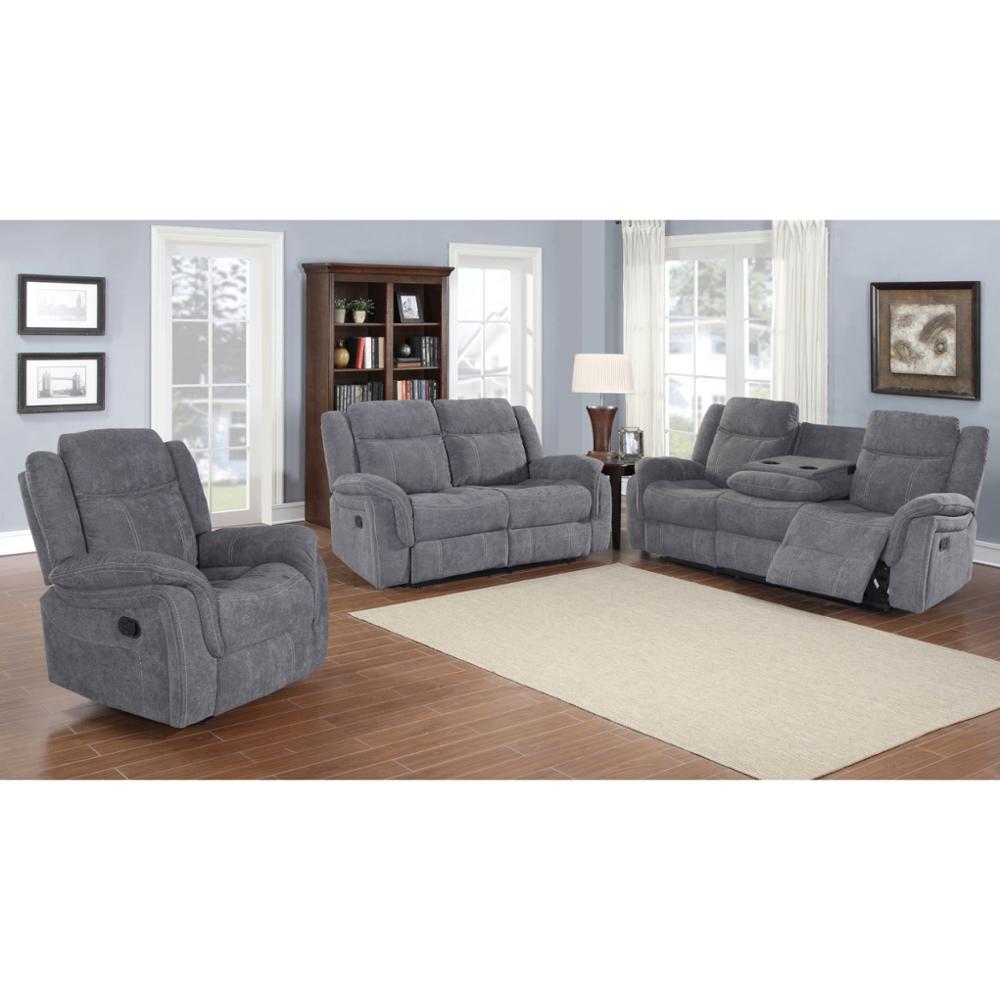 New design Popular Grey fabric recliner sofa airchair 3 2 1 wholesale