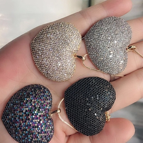 diamond paved heart pendant