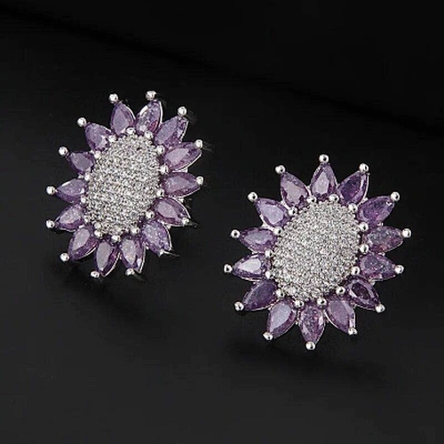 zircon steel stud earrings
