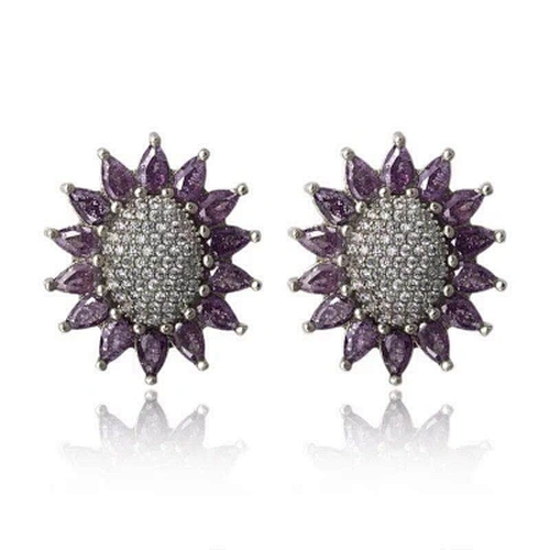 zircon steel stud earrings