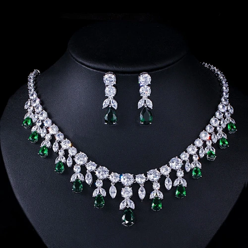 Jewel zircon fashion dubai plated High grade latest beautiful ruby jewelry set+artificial american diamond jewellery sets