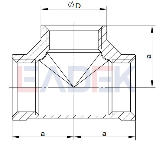 Stainless Steel Equal Tee FFF Drawing