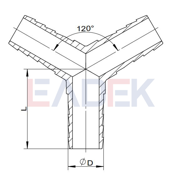 Stainless Steel Y Type Hose Joint Drawing