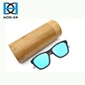 Custom round shape bamboo sunglasses case