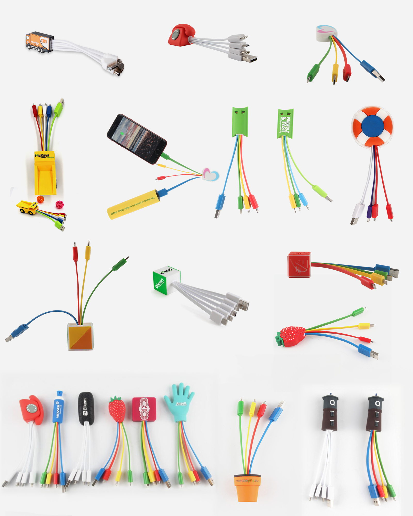 Customized Rubber USB Charging cable 3 in 1