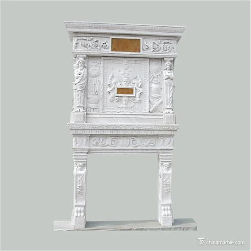 White Marble Fireplace Double Tier Marble Fireplace/natural marble fireplace