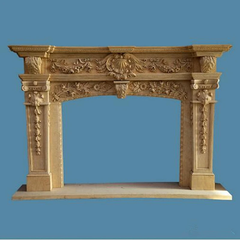 Classic design natural marble art fireplace mantle/carved fireplace