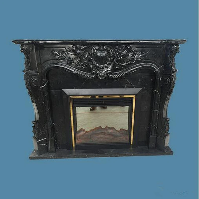 Asian Black Marble Babies Fireplace Mantel/carved fireplace