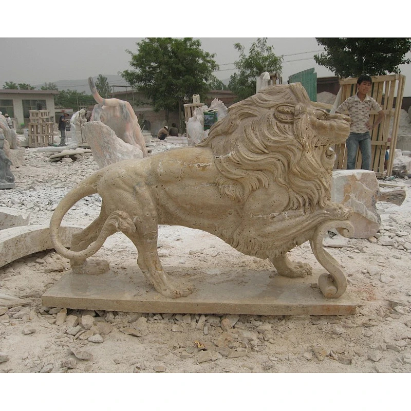 Walking lion stone statue