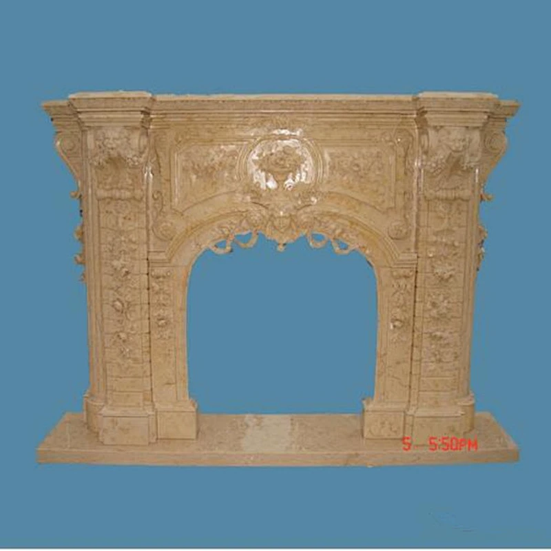 Decorating Natural Travertine Fireplace Mantel/yellow marble fireplaces