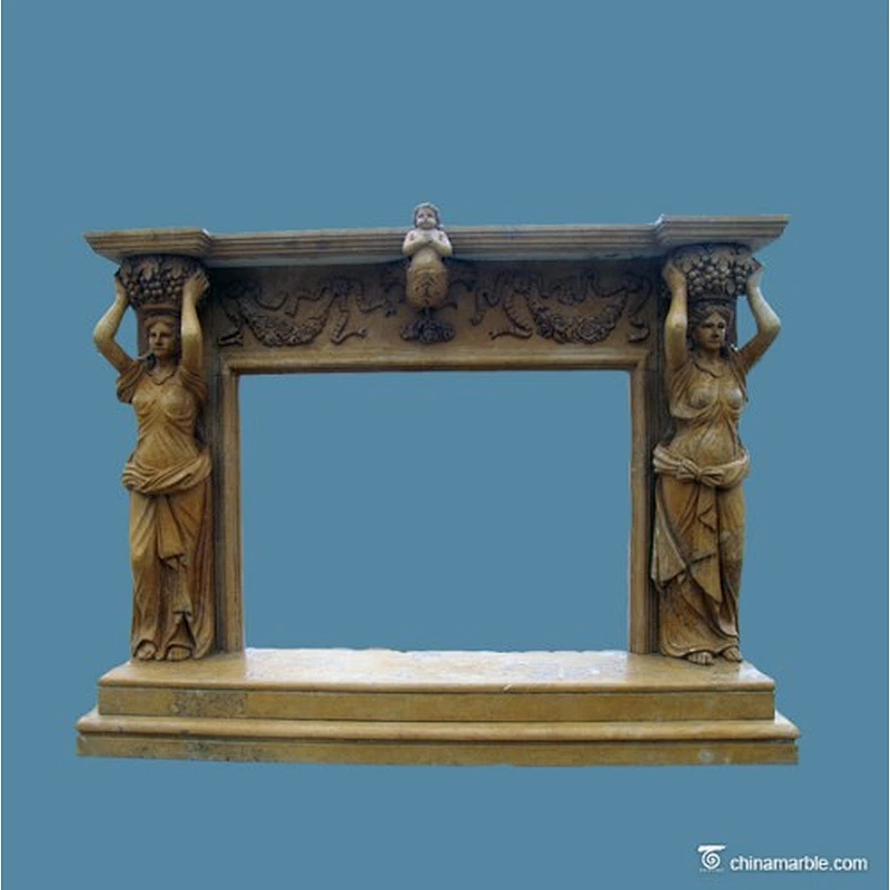 Brown Marble Fireplace Mantel/natural stone fire